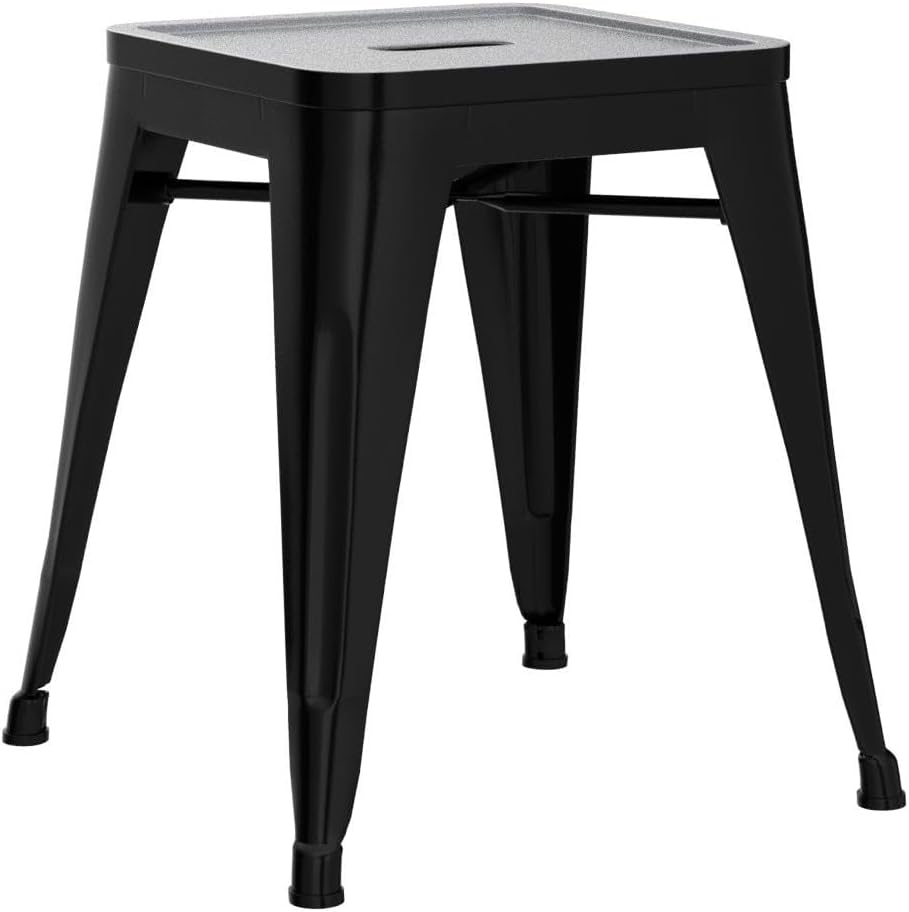 Black Industrial Metal Stackable Stools Set of 4, 18 Inch