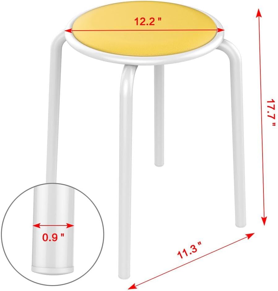 10 Pack Padded Metal Stack Stools, 17.7 Inch