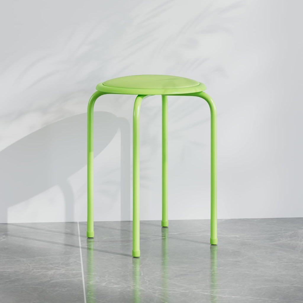 Green Padded Steel Leg Stackable Stools Set of 6