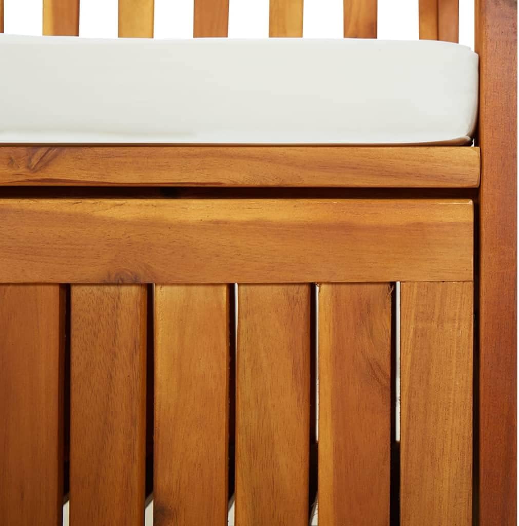 Acacia Wood Outdoor Storage Bench With Cushion