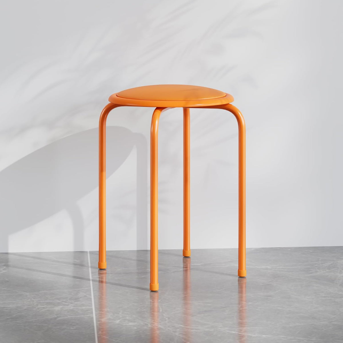 Orange Padded Steel Leg Stackable Stools 6 Pack