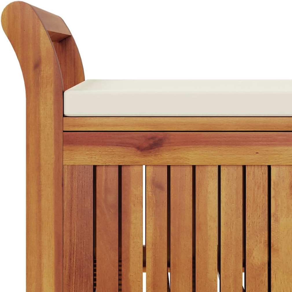 Modern Acacia Wood Outdoor Storage Bench With Cushion