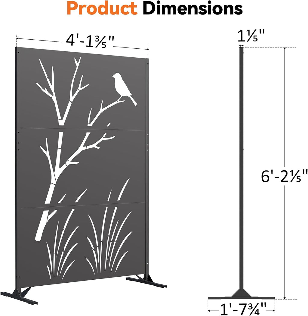 4x6 FT Decorative Freestanding Metal Privacy Screen