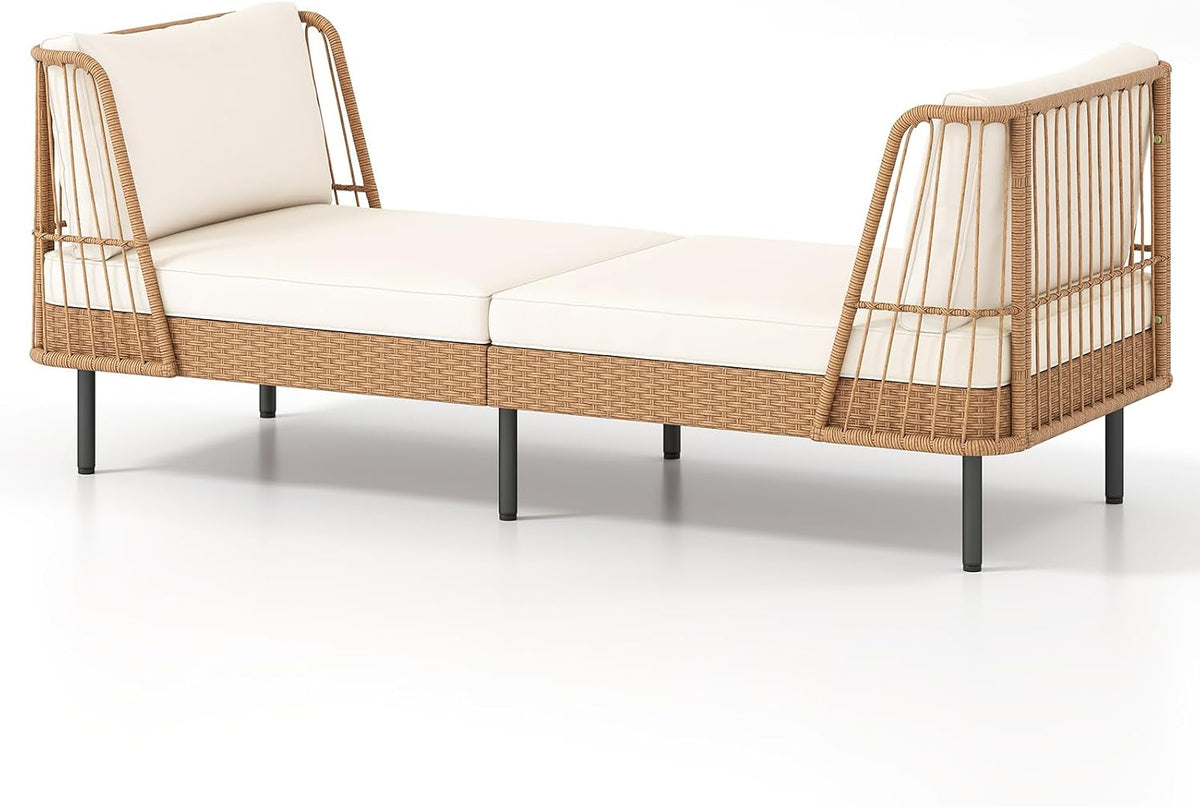 Boho Wicker Two-Seat Patio Daybed