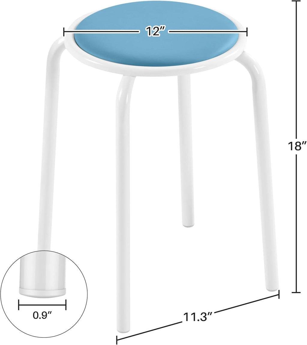 Pastel Faux Leather Padded Stackable Stools Set of 5