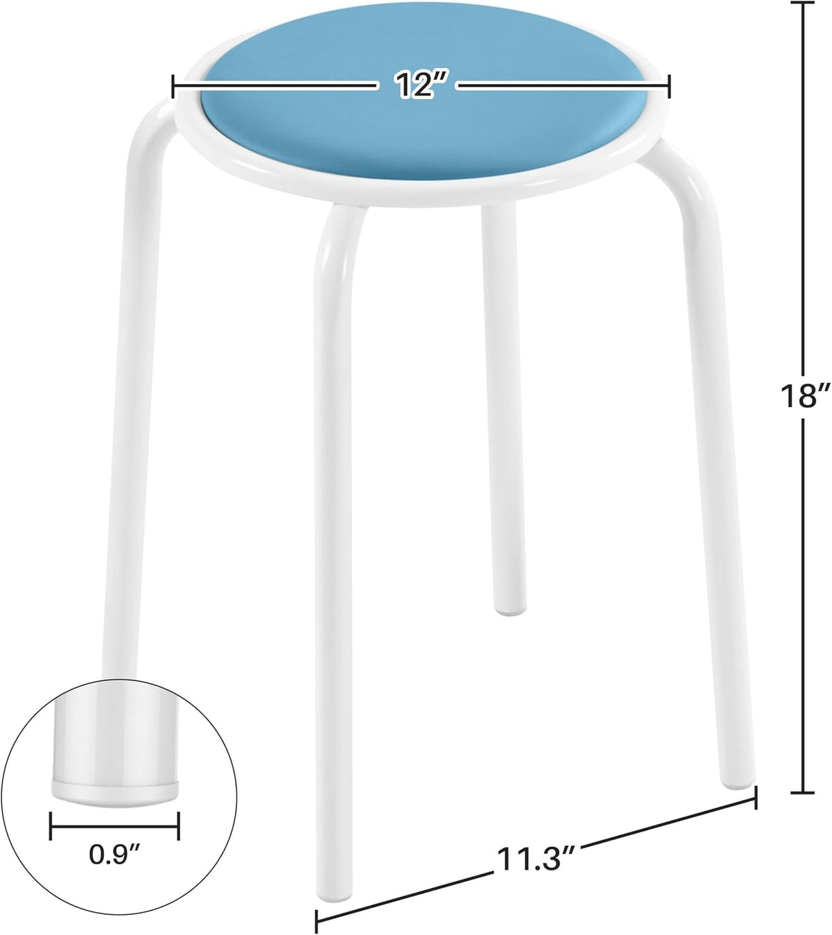 Pastel Faux Leather Padded Stackable Stools Set of 5