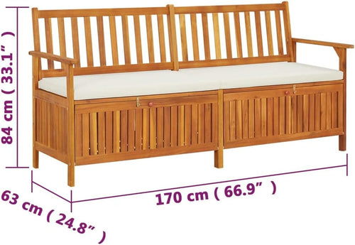 Acacia Wood Outdoor Storage Bench With Cushion