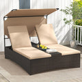 Canopy Double Wicker Patio Daybed
