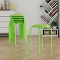 Green Padded Steel Leg Stackable Stools Set of 6