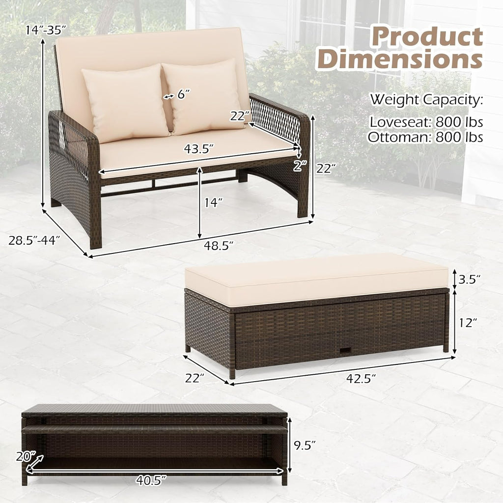 Canopy Double Wicker Patio Daybed
