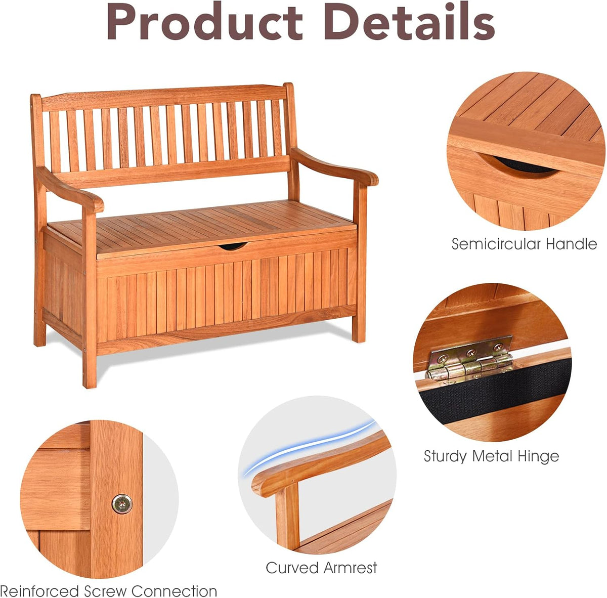 Eucalyptus 33 Gallon Outdoor Storage Bench