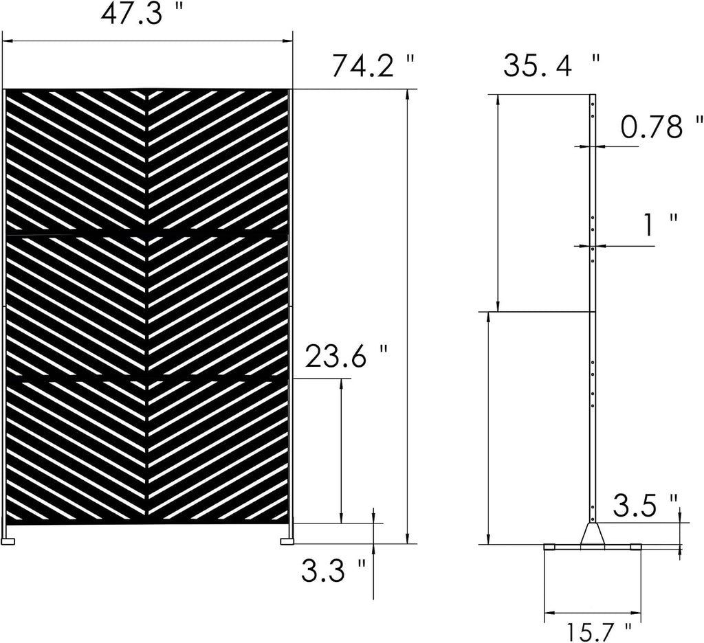 White Chevron Metal Privacy Screen