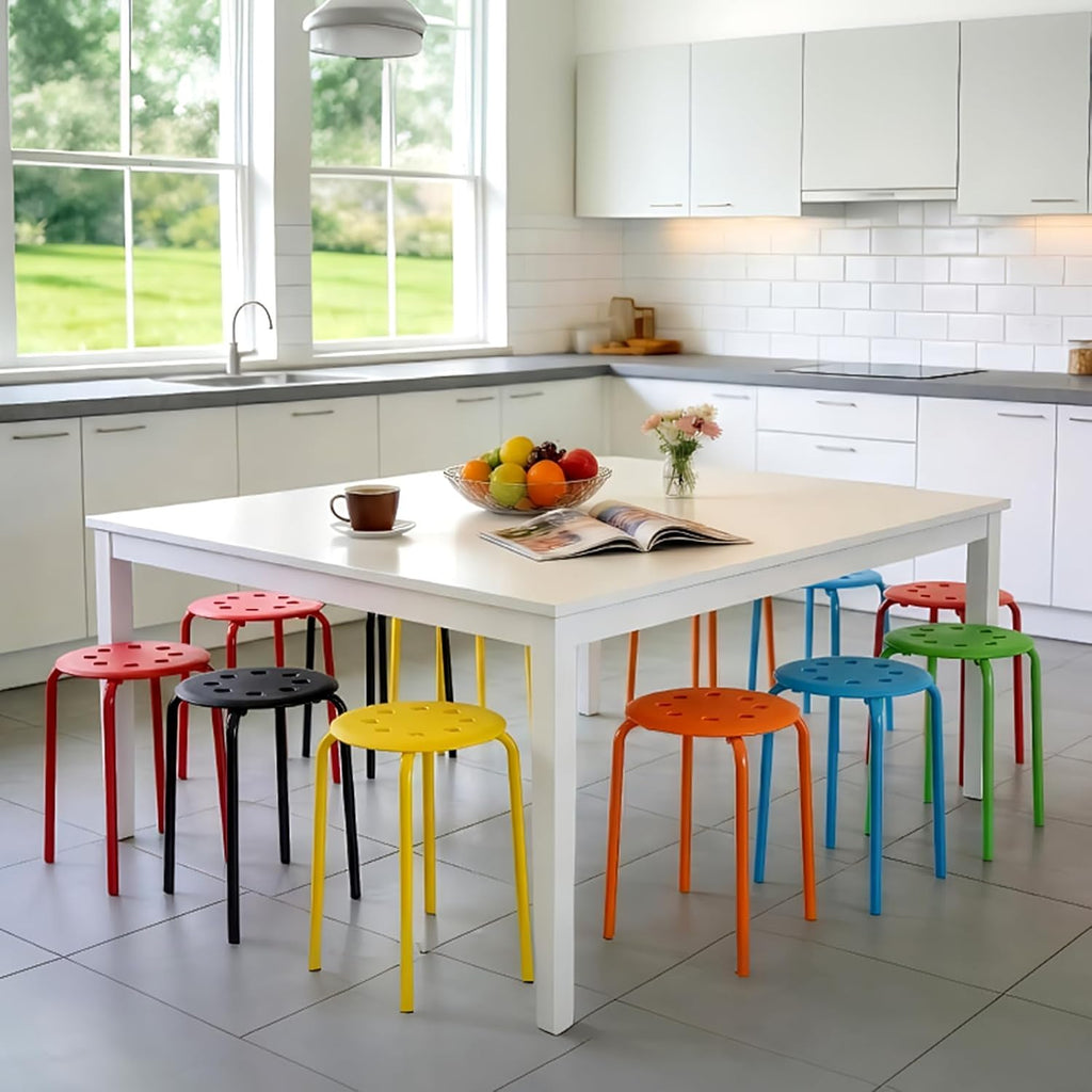 12 Pack Kids Round Top Metal Stackable Stools
