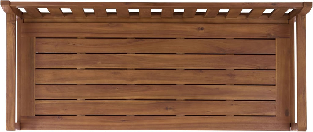 Natural Acacia Lift Top Slatted Outdoor Storage Bench