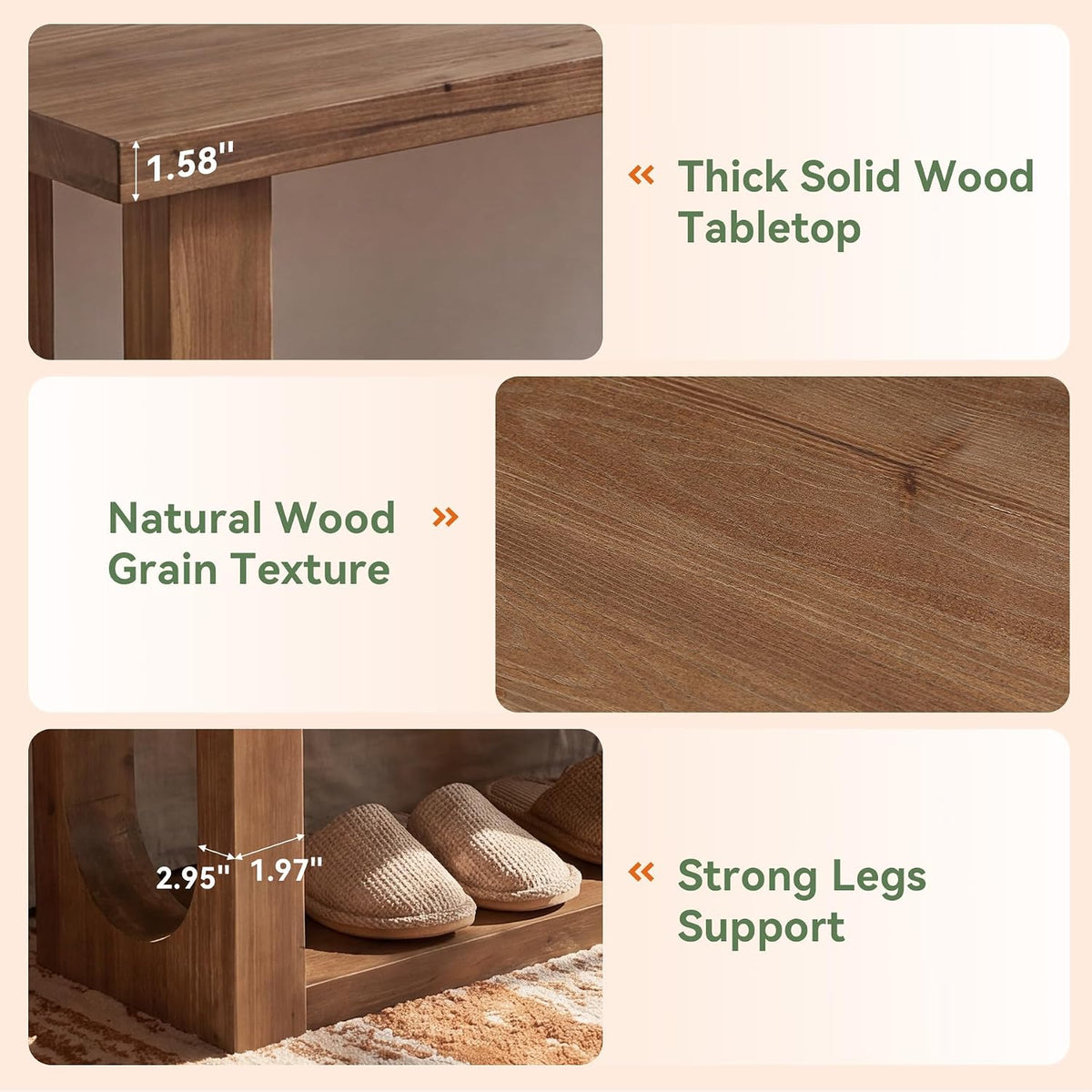 Natural Wood Farmhouse 2-Tier Entryway Shoe Bench