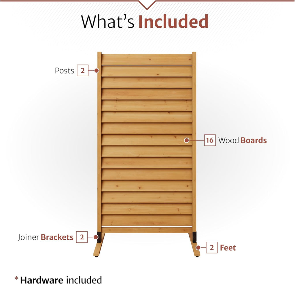 Cedar Wood Louvered Privacy Screen