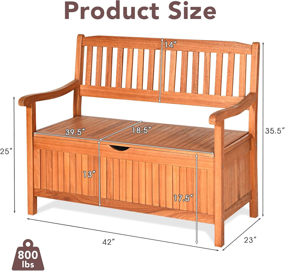 Eucalyptus 33 Gallon Outdoor Storage Bench