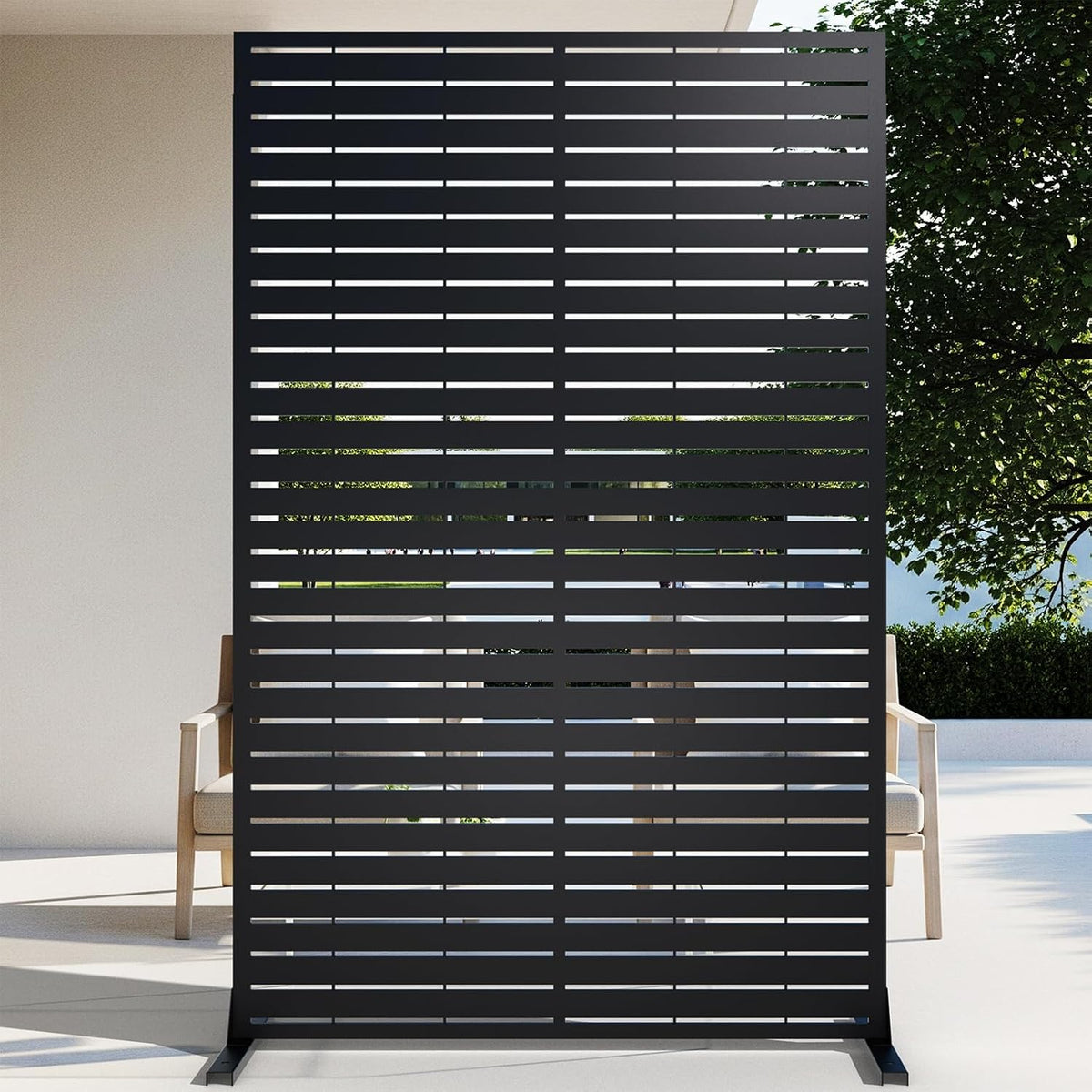 Rustproof Louvered Metal Freestanding Privacy Screen