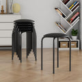 Black Padded Steel Leg Stackable Stools Set of 6, 17 Inch