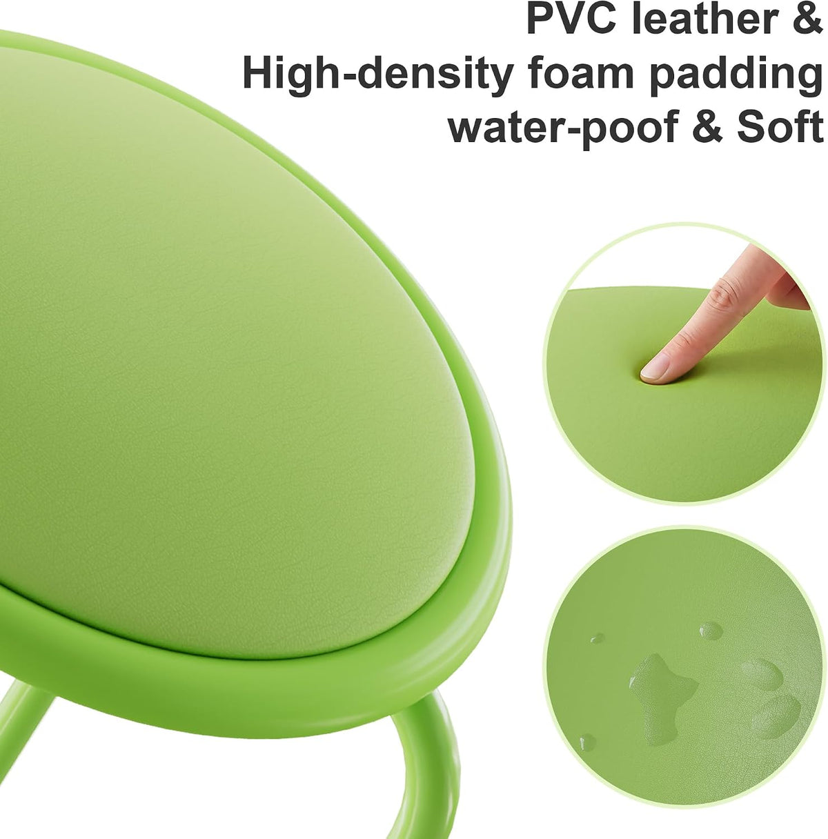 Green Padded Steel Leg Stackable Stools Set of 6