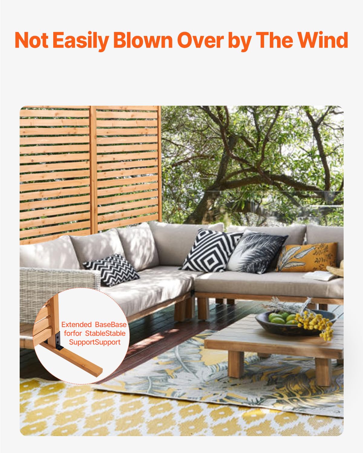 Freestanding Wooden Outdoor Privacy Screen