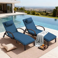 Blue Wicker Outdoor Chaise Lounge 2 Pack