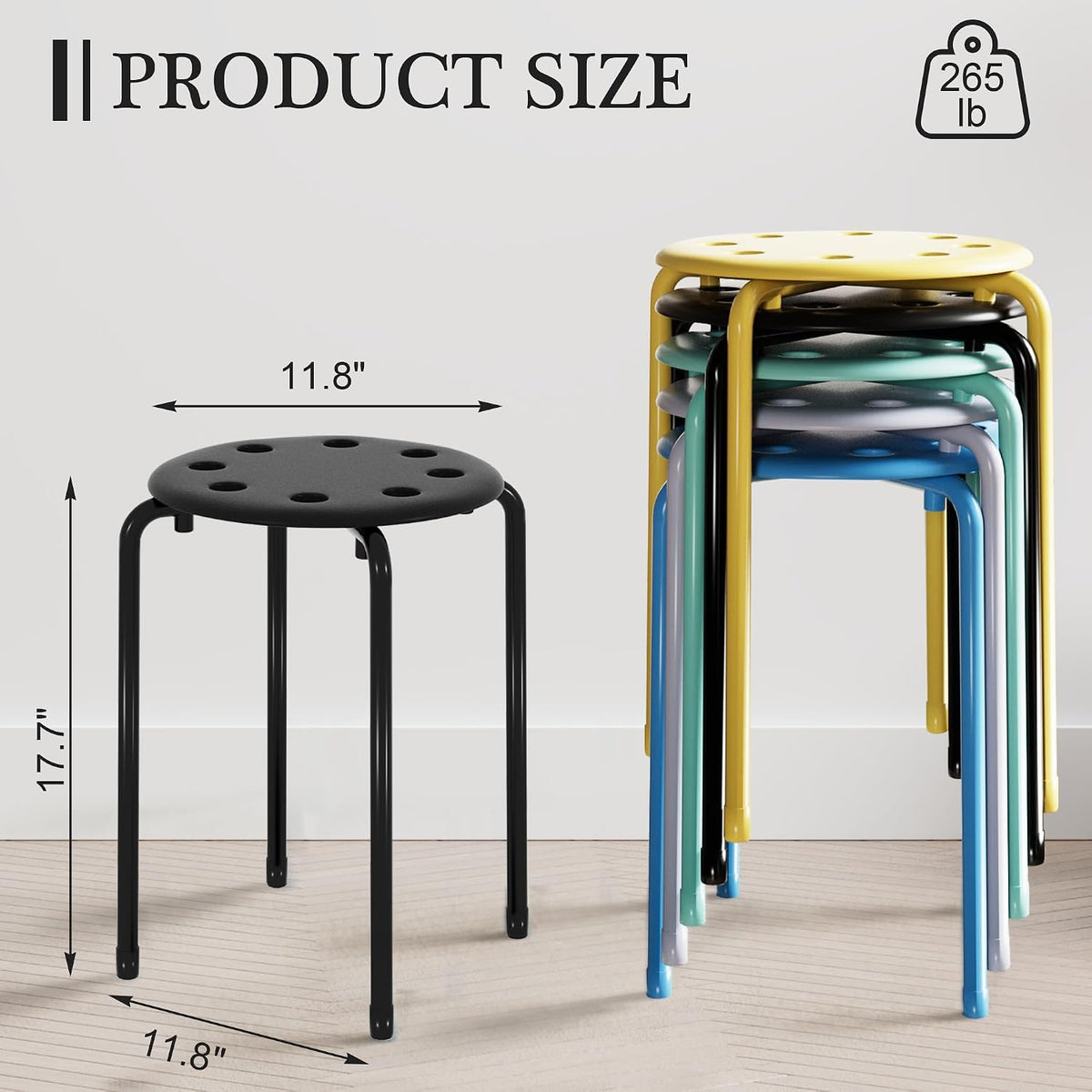 Black Stackable Portable Stools 6 Pack