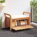 Modern Acacia Wood Outdoor Storage Bench With Cushion