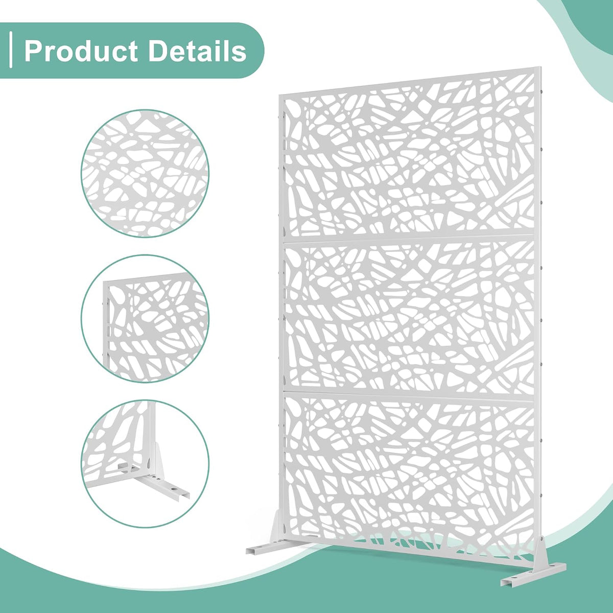White Net Freestanding Metal Privacy Screen