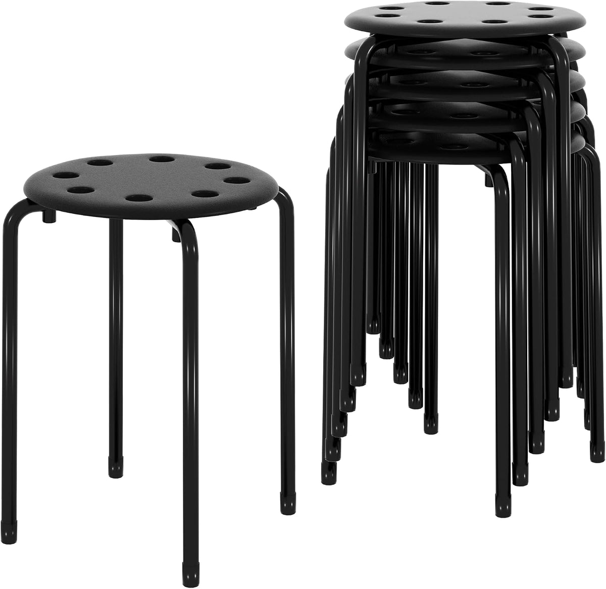 Black Stackable Portable Stools 6 Pack