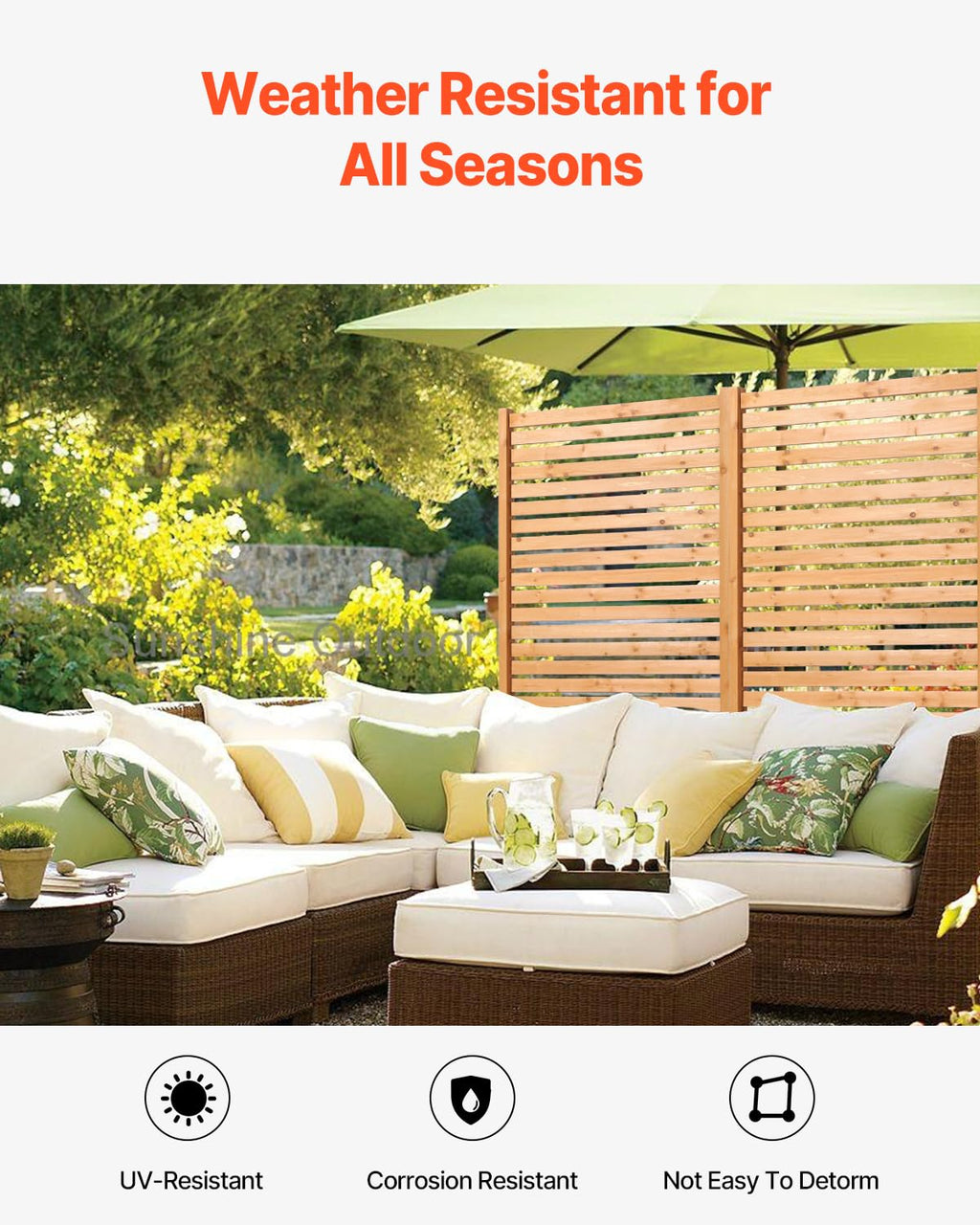 Freestanding Wooden Outdoor Privacy Screen