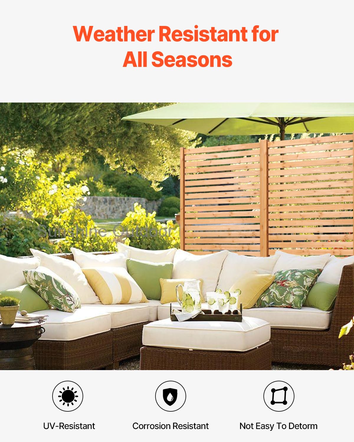 Freestanding Wooden Outdoor Privacy Screen