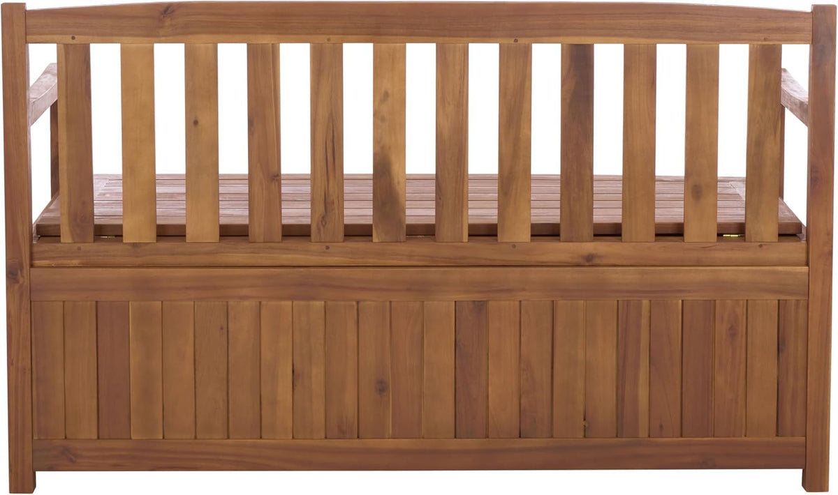Natural Acacia Lift Top Slatted Outdoor Storage Bench