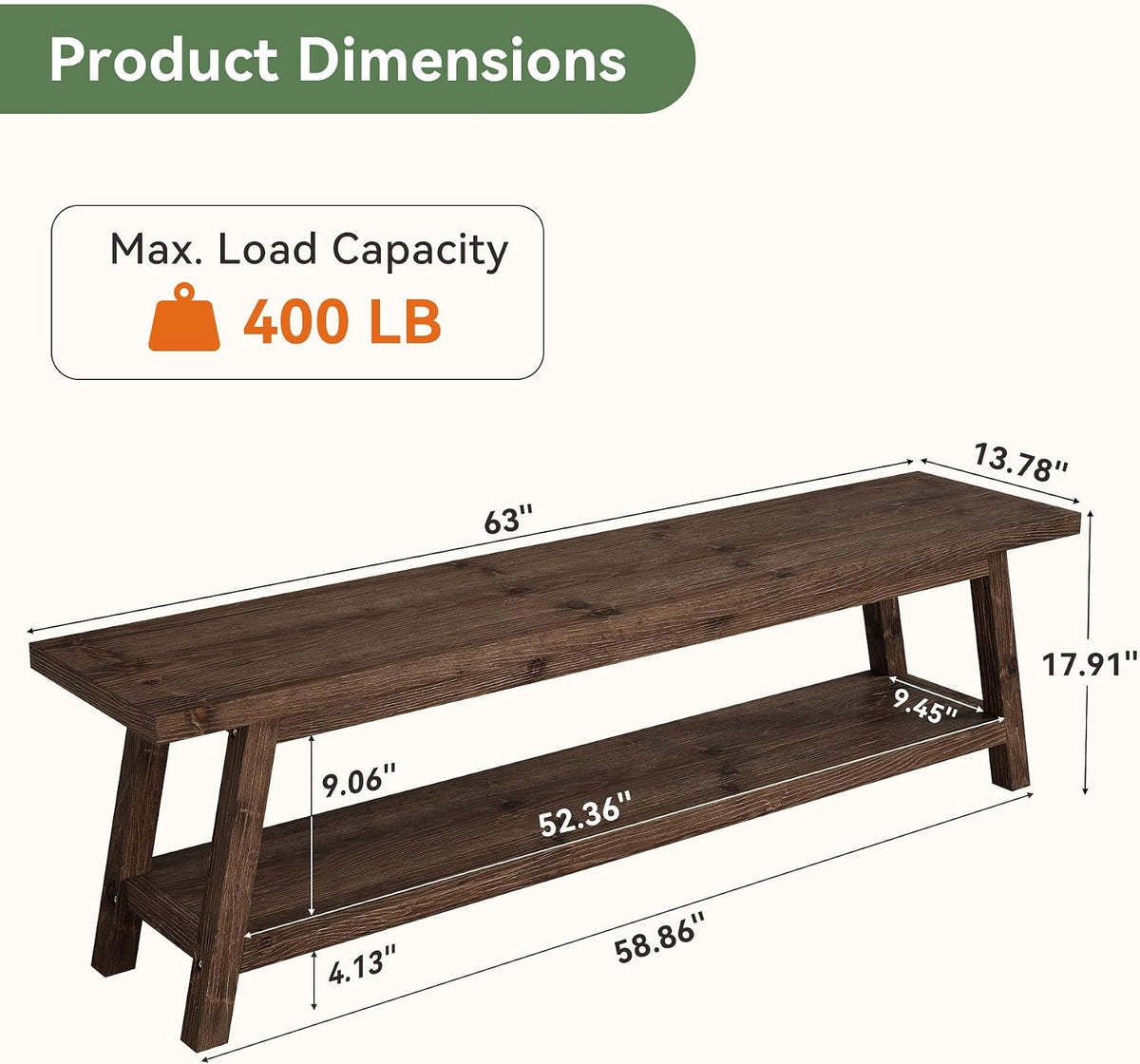 Rustic Wood Shoe Storage Entryway Bench
