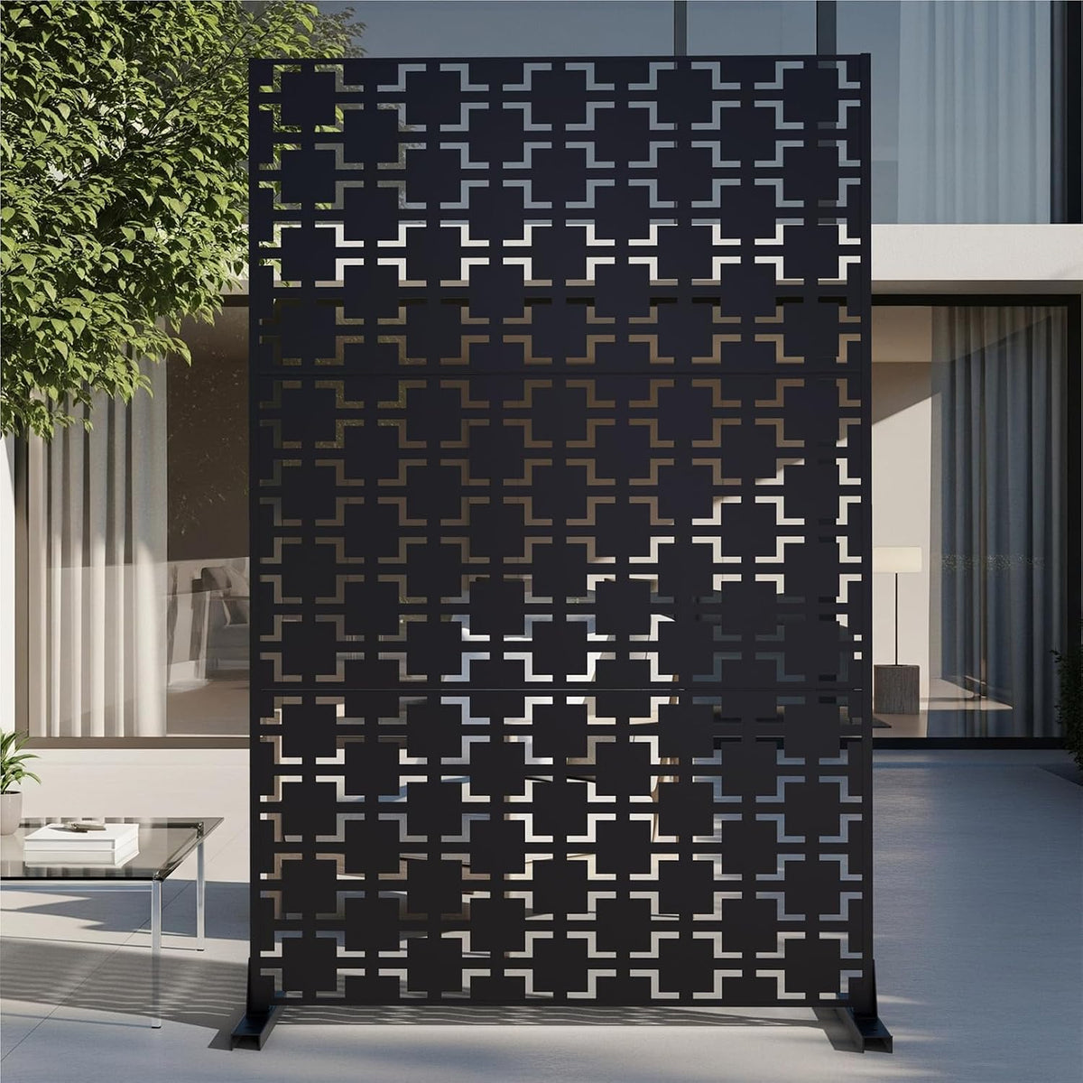 Laser Cut Freestanding Metal Privacy Screen