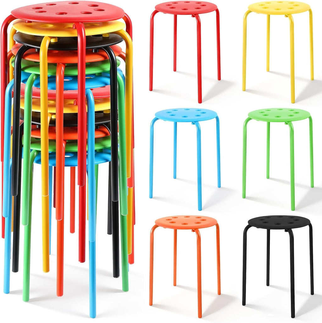 12 Pack Kids Round Top Metal Stackable Stools