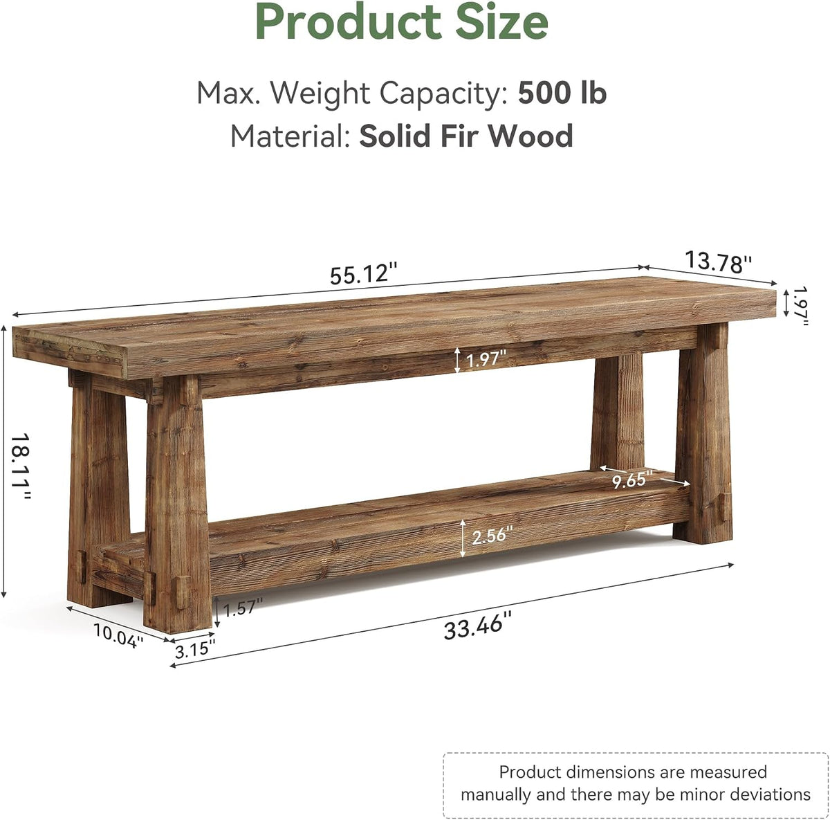 Rustic 2-Tier Wood Entryway Shoe Bench
