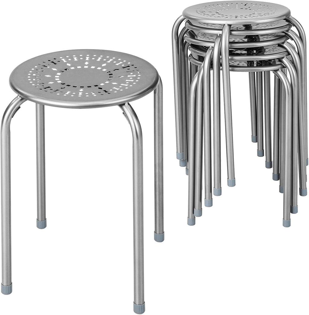 Gray Dome Top Metal Stackable Stools Set of 6