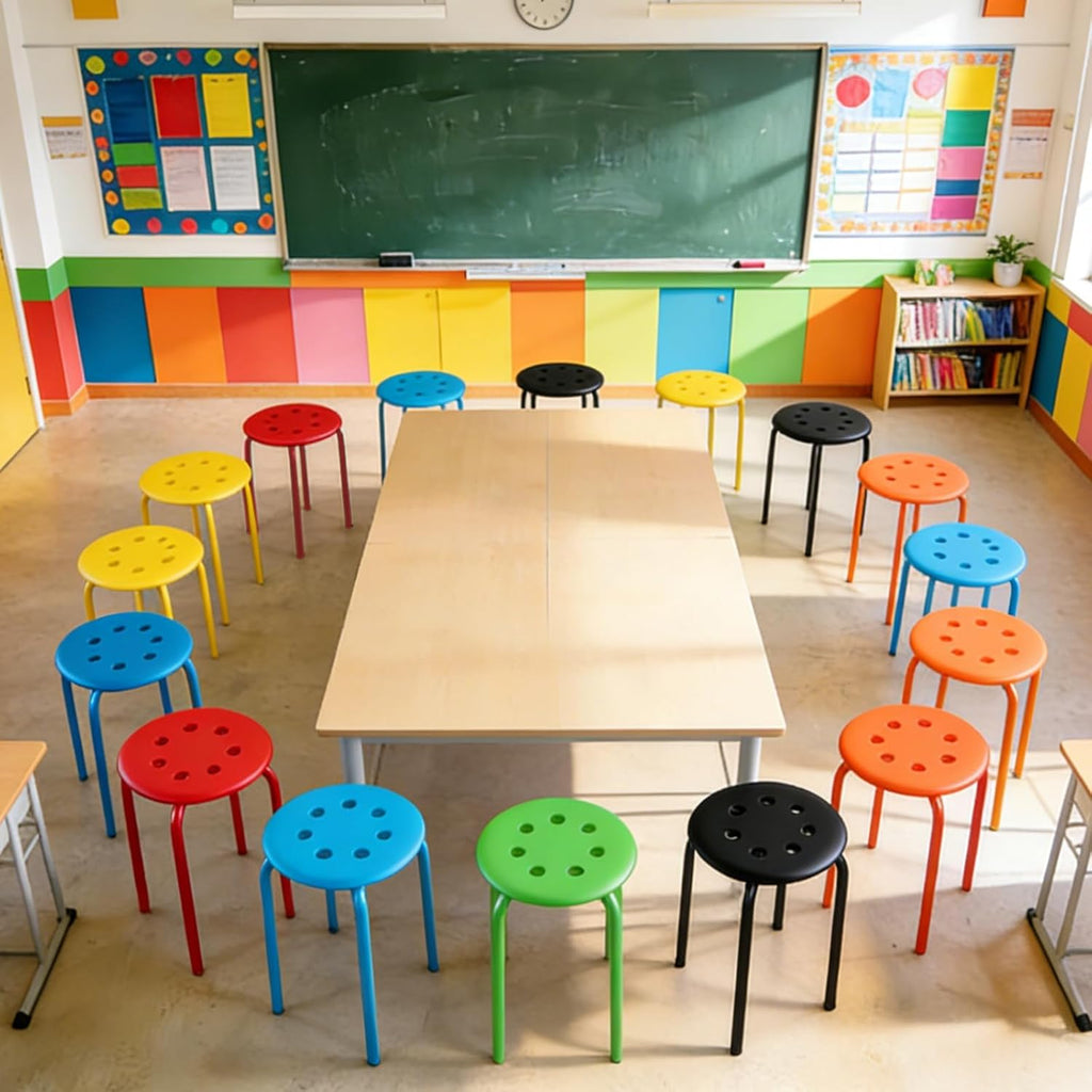 12 Pack Kids Round Top Metal Stackable Stools