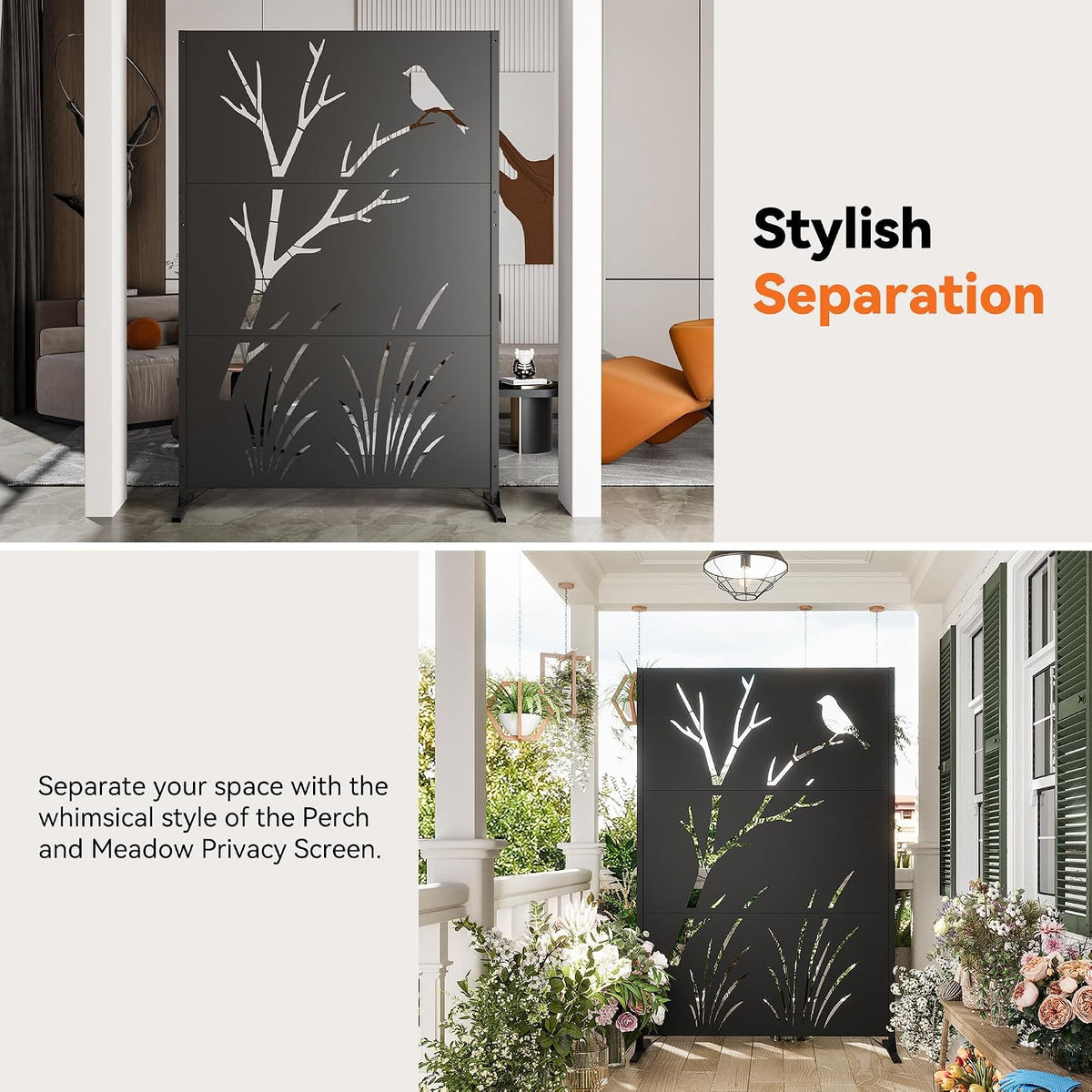 4x6 FT Decorative Freestanding Metal Privacy Screen
