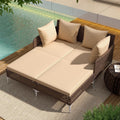 Brown Boho Rattan Double Daybed
