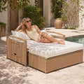 Boho Beige Rattan Patio Daybed