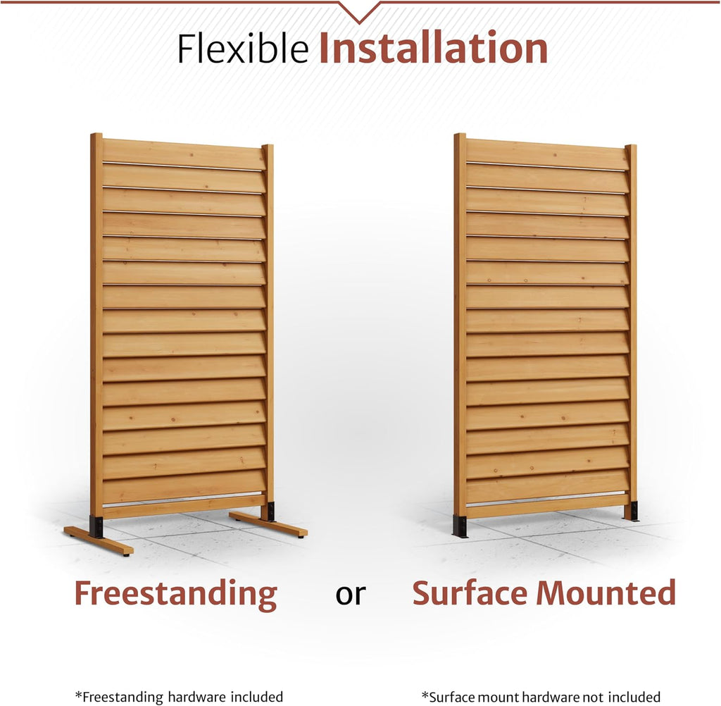 Cedar Wood Louvered Privacy Screen
