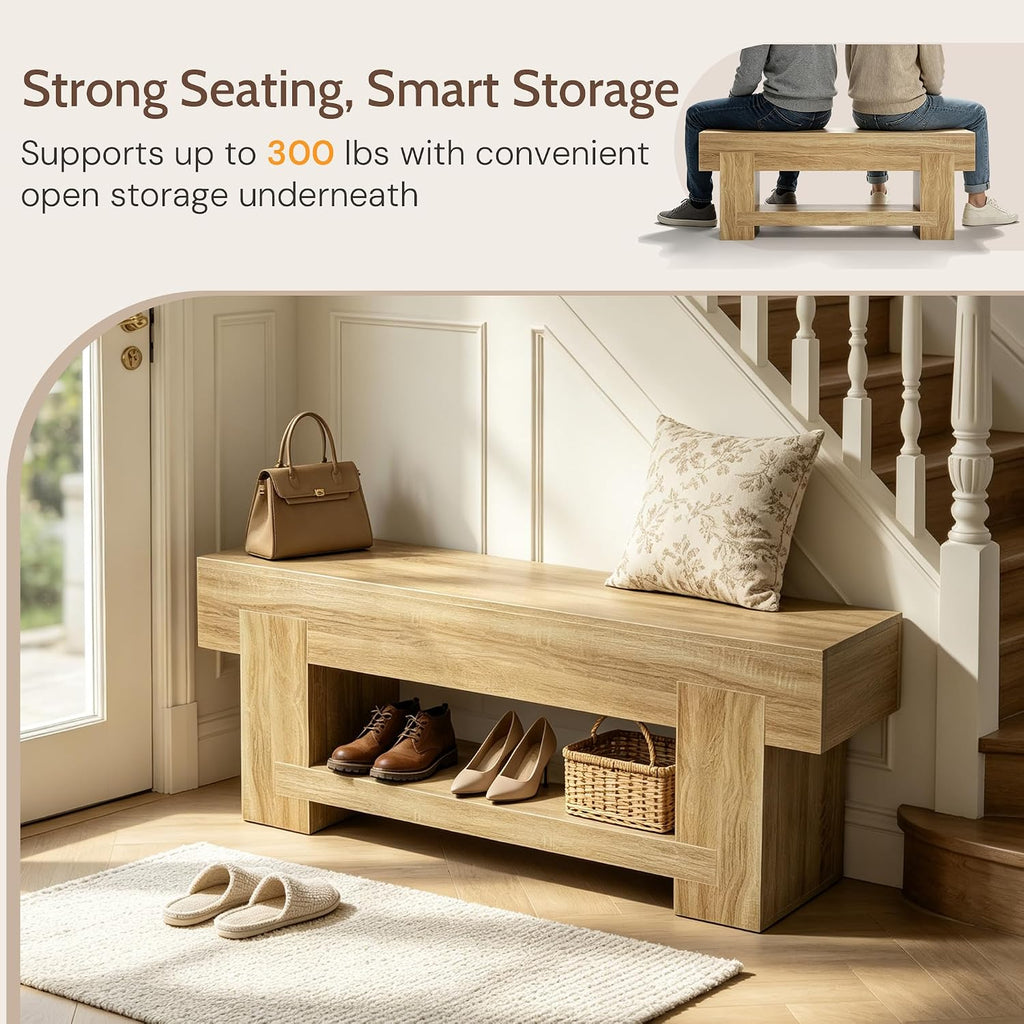 Rustic Wooden Storage Entryway Bench