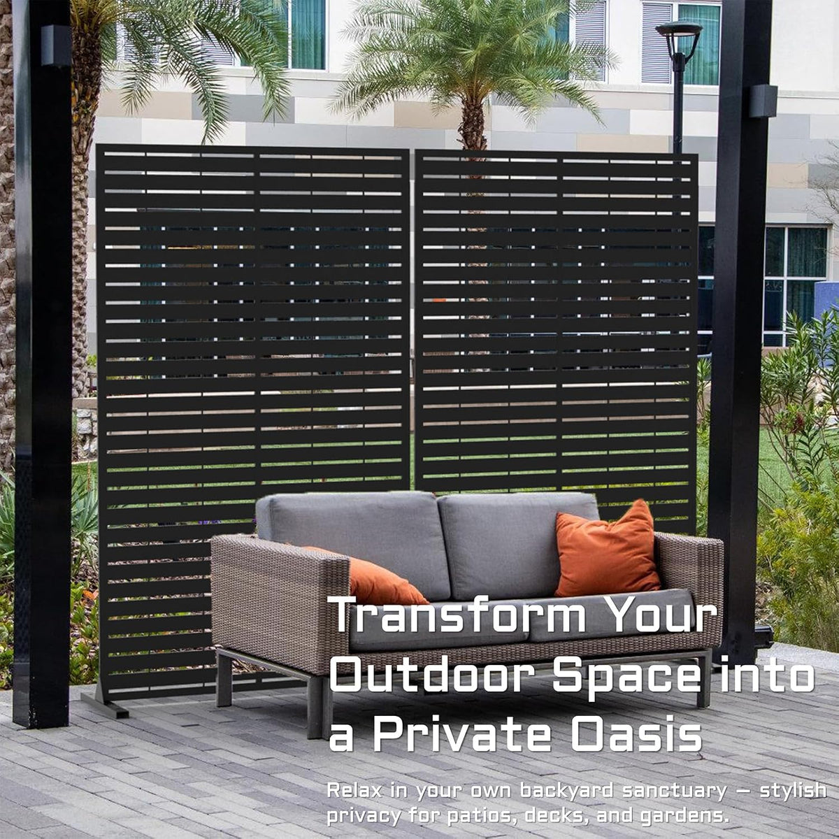 Rustproof Louvered Metal Freestanding Privacy Screen