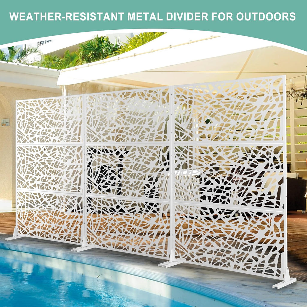 White Net Freestanding Metal Privacy Screen