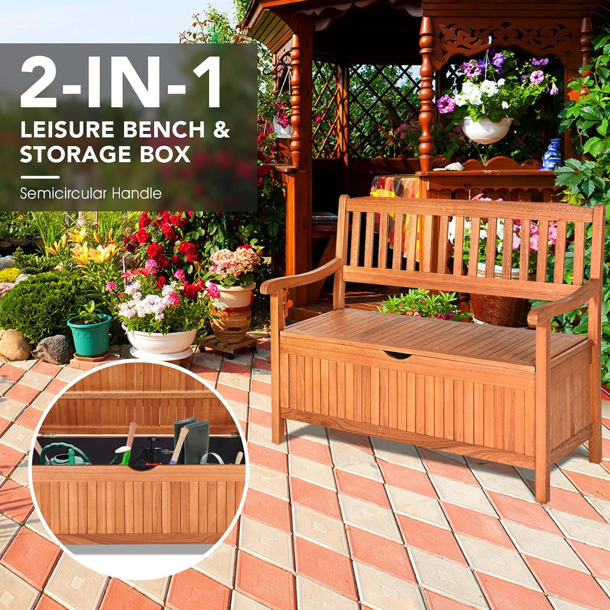 Eucalyptus 33 Gallon Outdoor Storage Bench