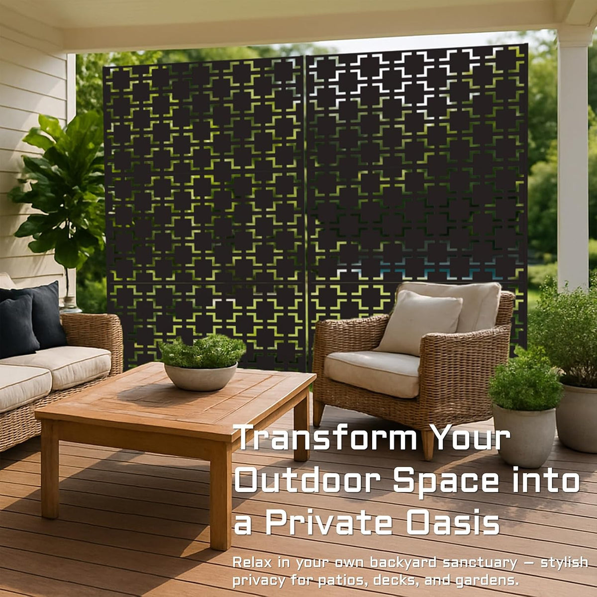 Laser Cut Freestanding Metal Privacy Screen