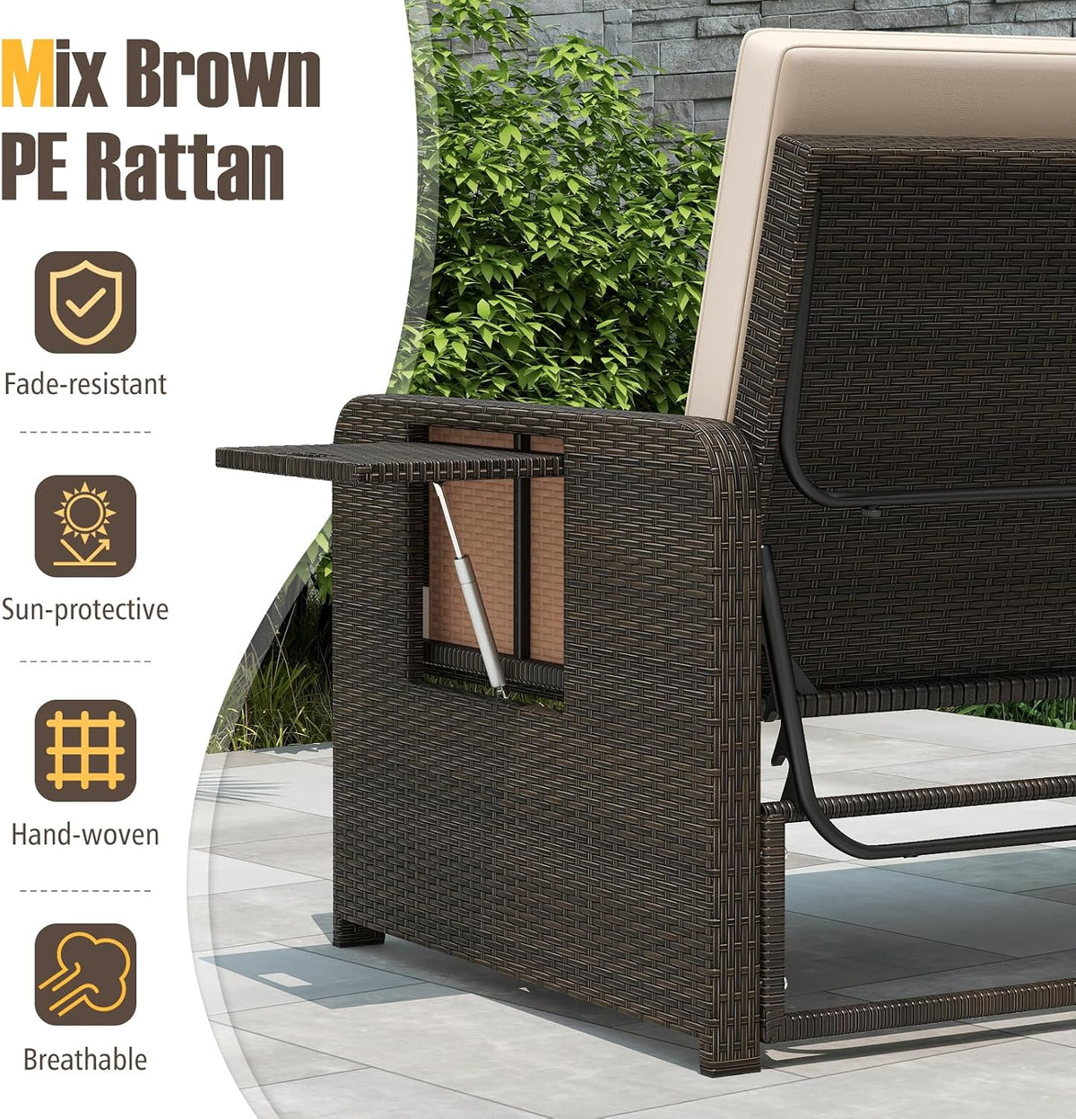 Wicker Patio Daybed with Ottoman