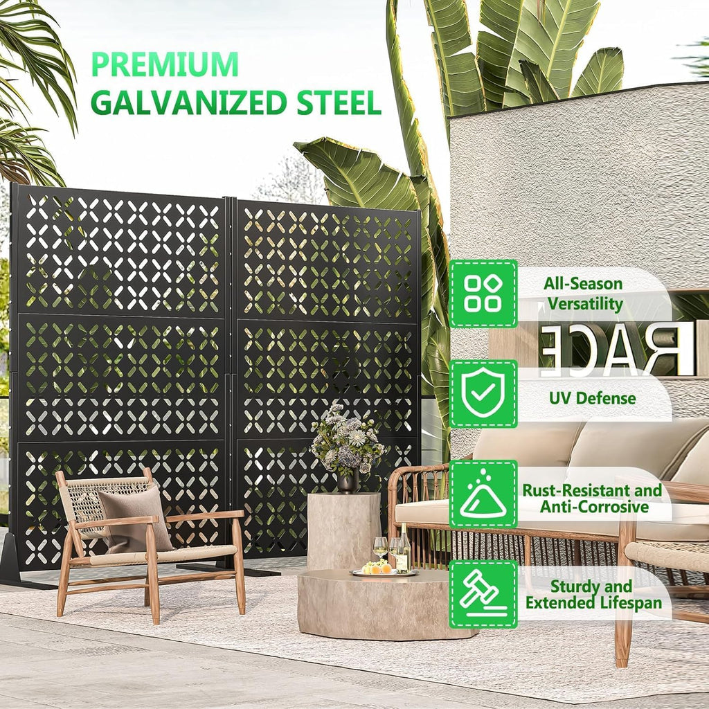 Freestanding X Pattern Metal Privacy Screen